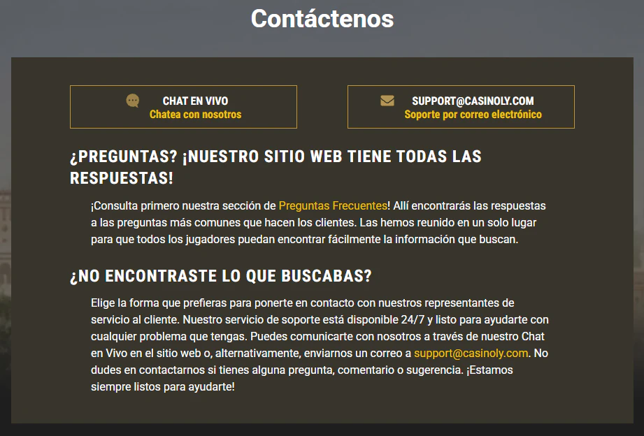 Casinoly Casino atención al cliente